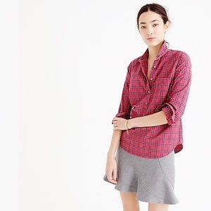 J. Crew | Red Tartan Plaid Holiday Popover Shirt